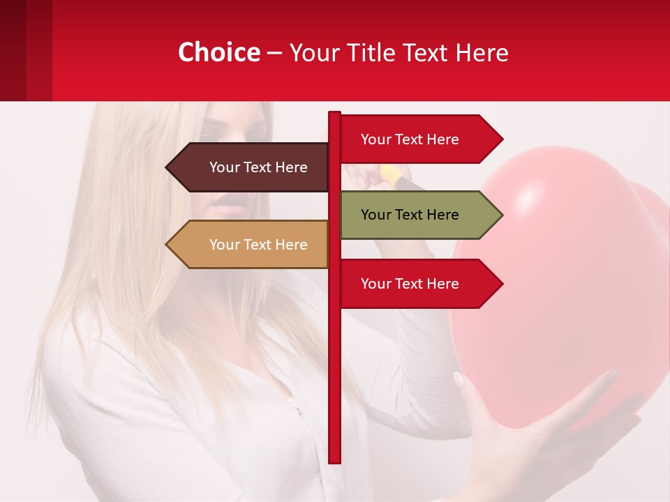 Girl And Inflatable Heart PowerPoint Template