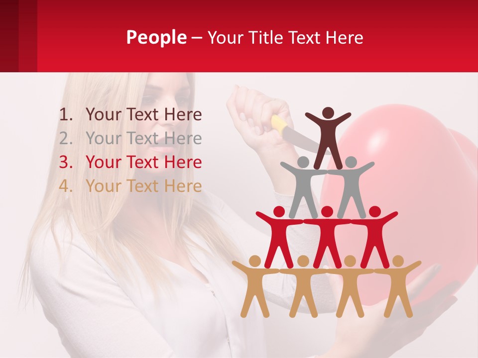 Girl And Inflatable Heart PowerPoint Template