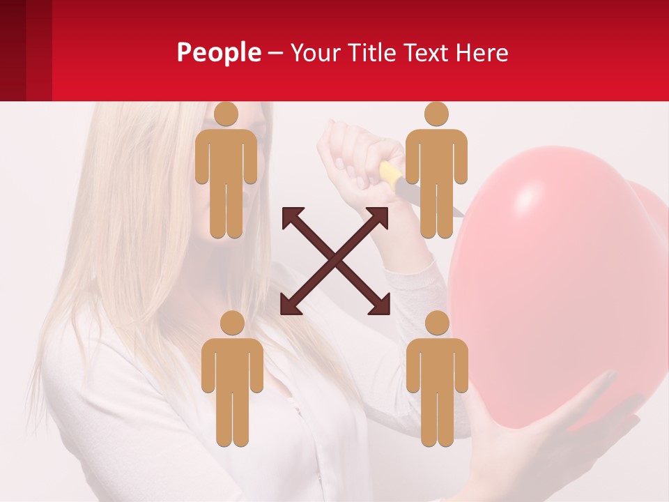 Girl And Inflatable Heart PowerPoint Template