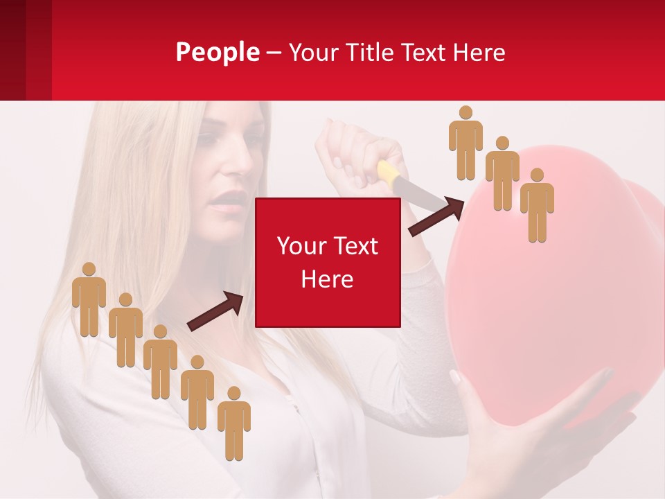 Girl And Inflatable Heart PowerPoint Template