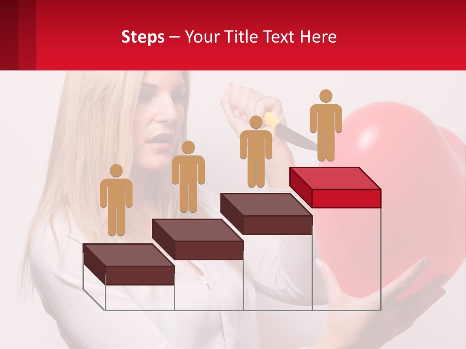 Girl And Inflatable Heart PowerPoint Template