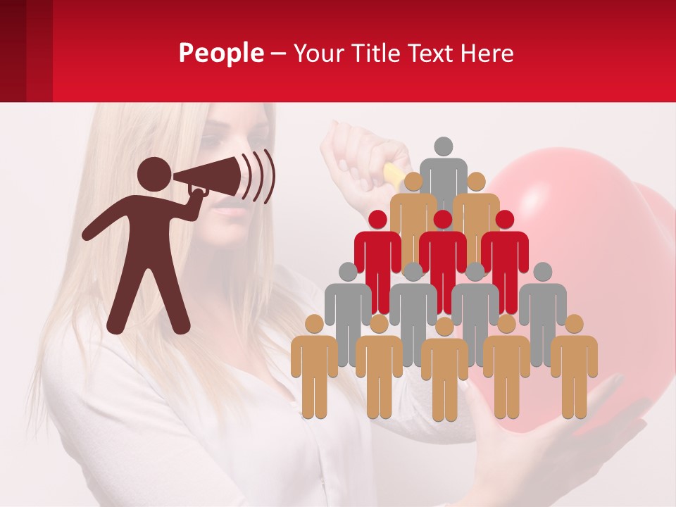 Girl And Inflatable Heart PowerPoint Template