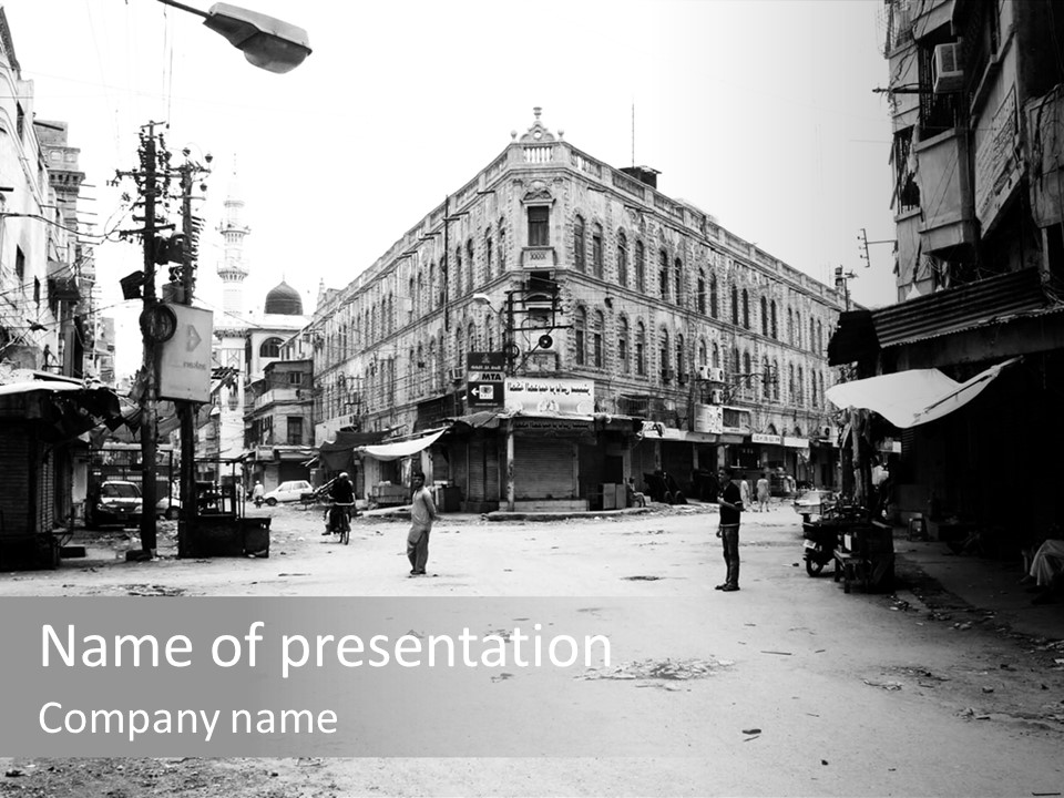 Black And White Photo Of The City PowerPoint Template