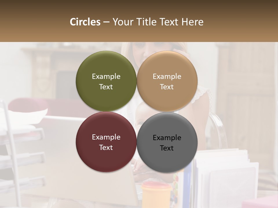 Mom With Baby At The Laptop PowerPoint Template