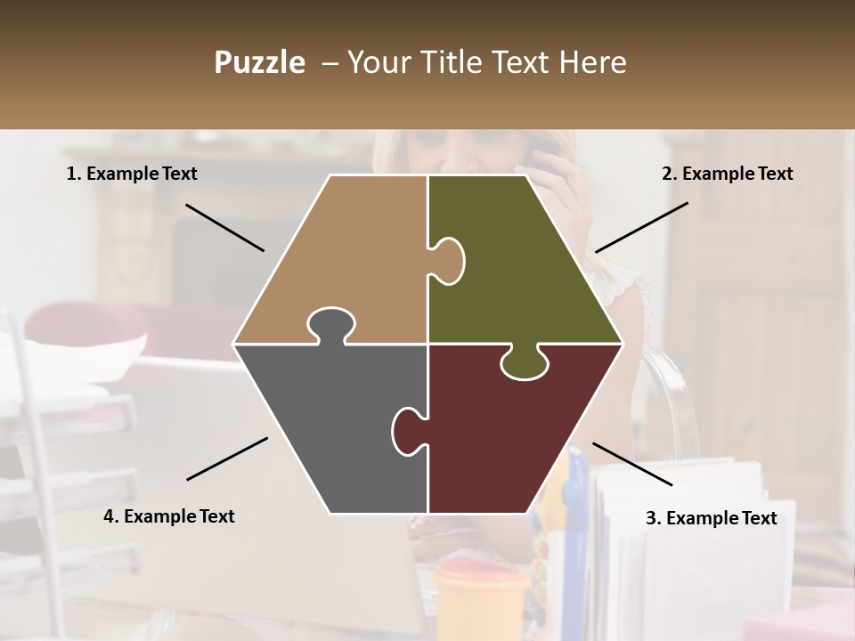 Mom With Baby At The Laptop PowerPoint Template