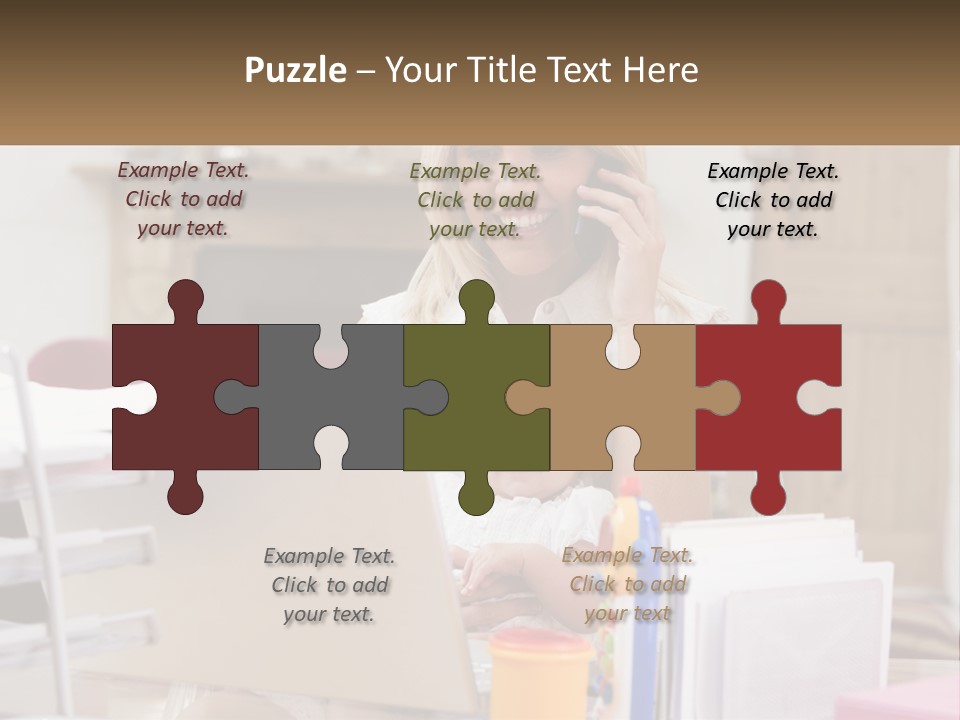 Mom With Baby At The Laptop PowerPoint Template