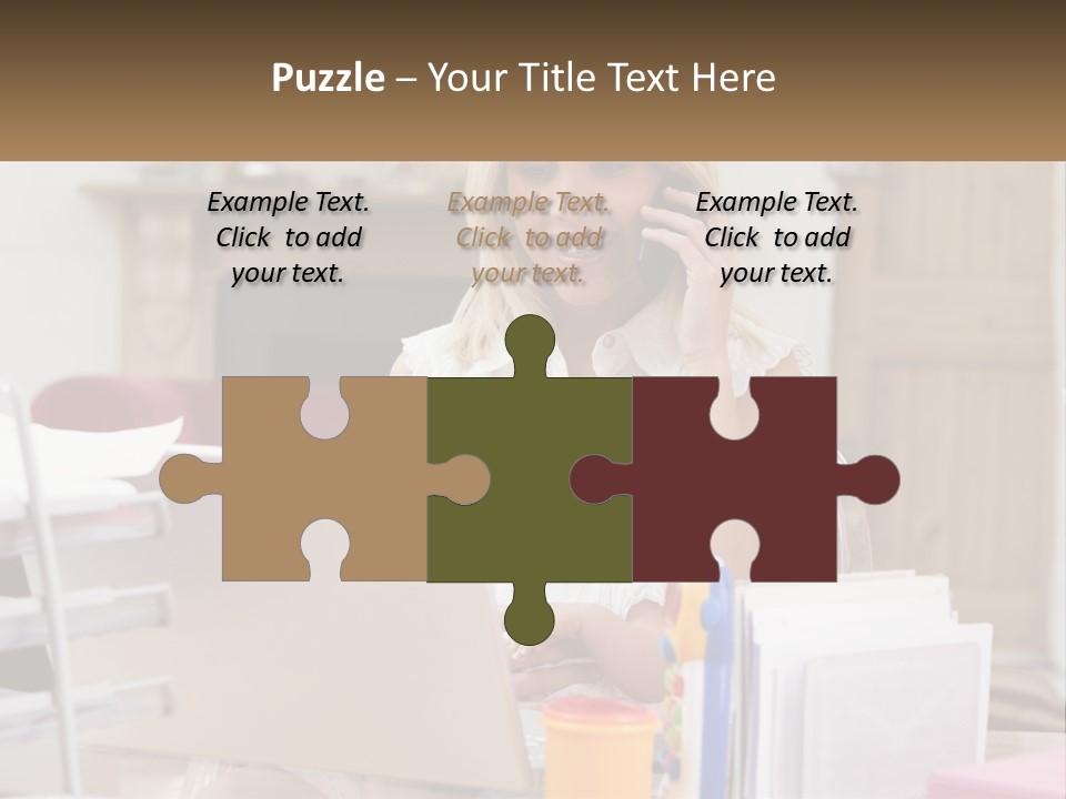 Mom With Baby At The Laptop PowerPoint Template