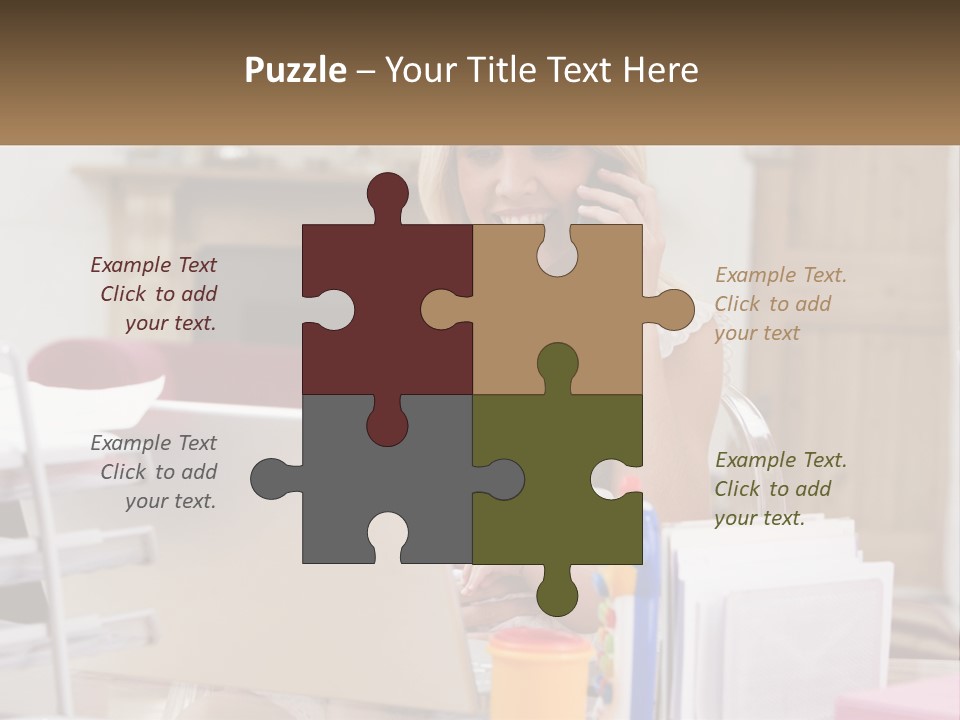 Mom With Baby At The Laptop PowerPoint Template