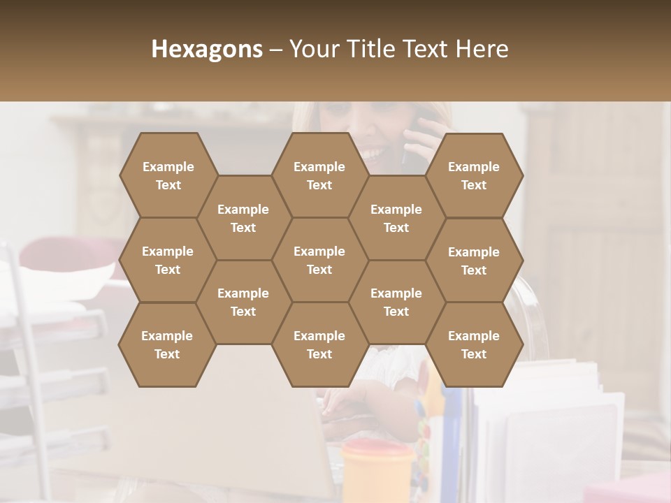 Mom With Baby At The Laptop PowerPoint Template