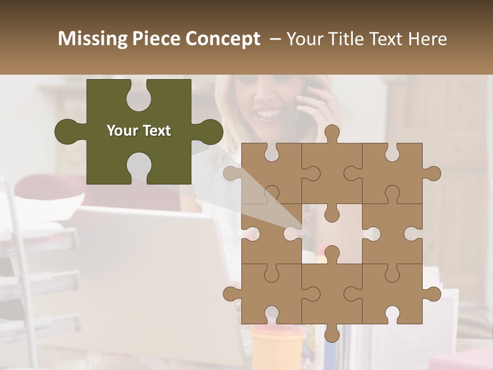 Mom With Baby At The Laptop PowerPoint Template