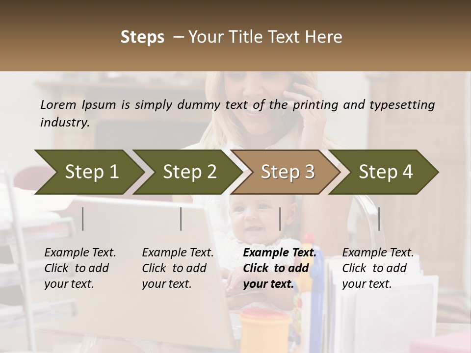 Mom With Baby At The Laptop PowerPoint Template