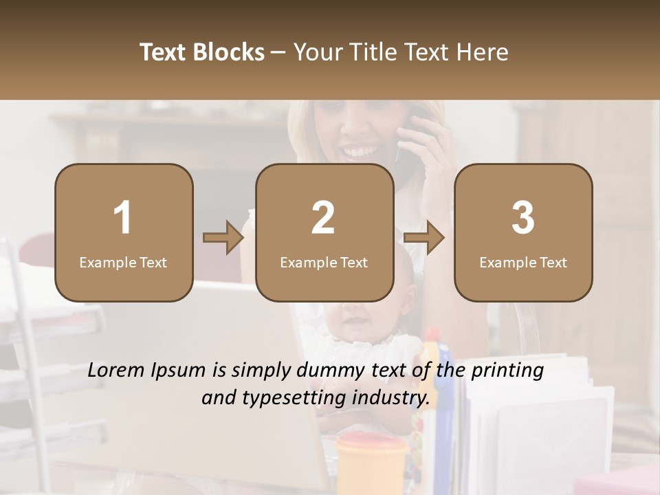 Mom With Baby At The Laptop PowerPoint Template