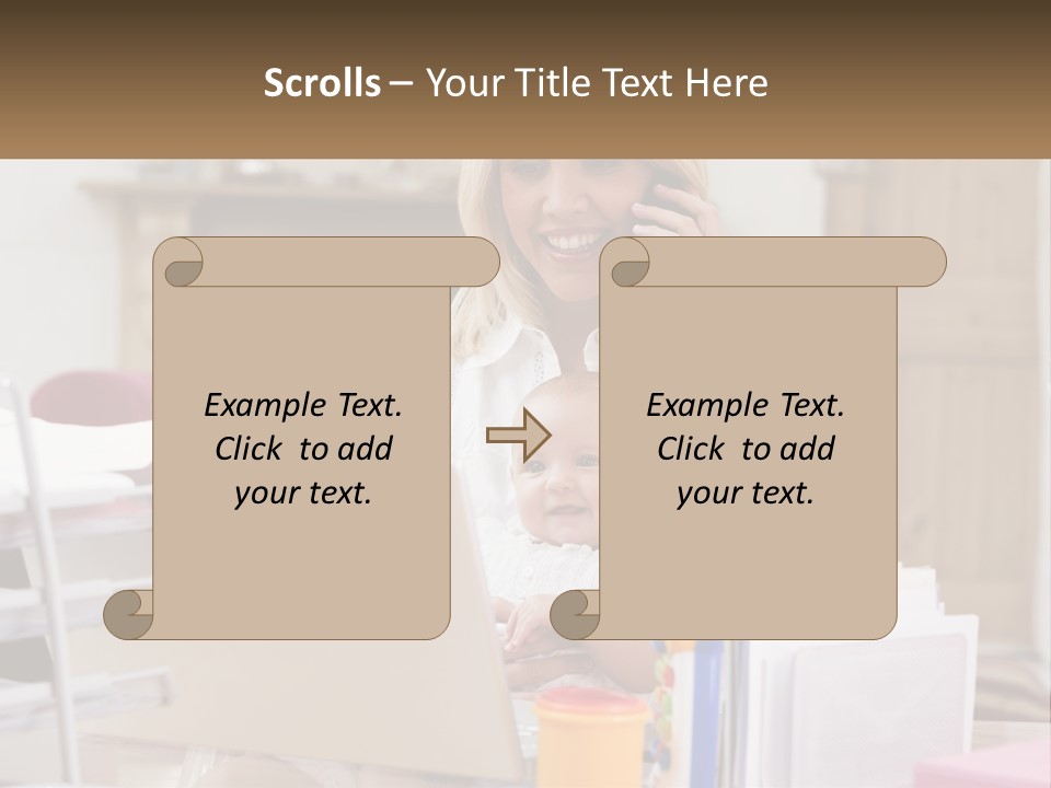 Mom With Baby At The Laptop PowerPoint Template