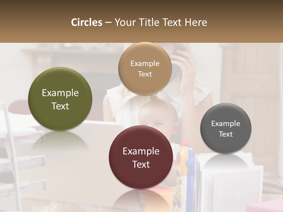 Mom With Baby At The Laptop PowerPoint Template