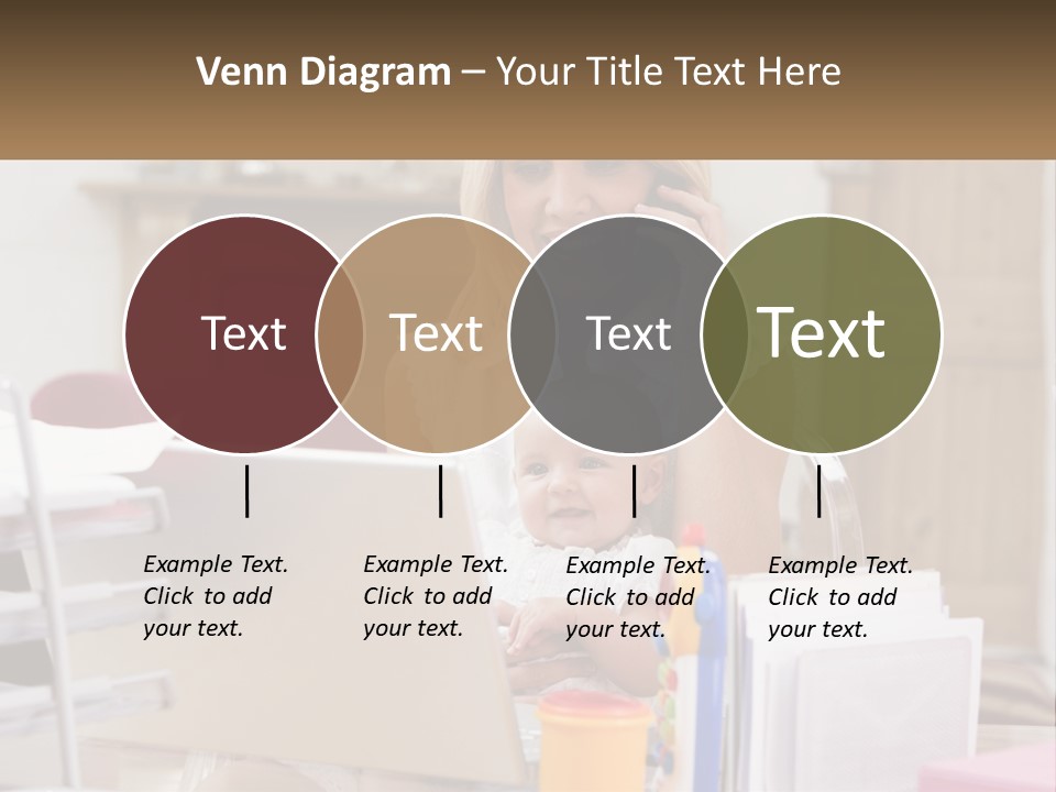 Mom With Baby At The Laptop PowerPoint Template