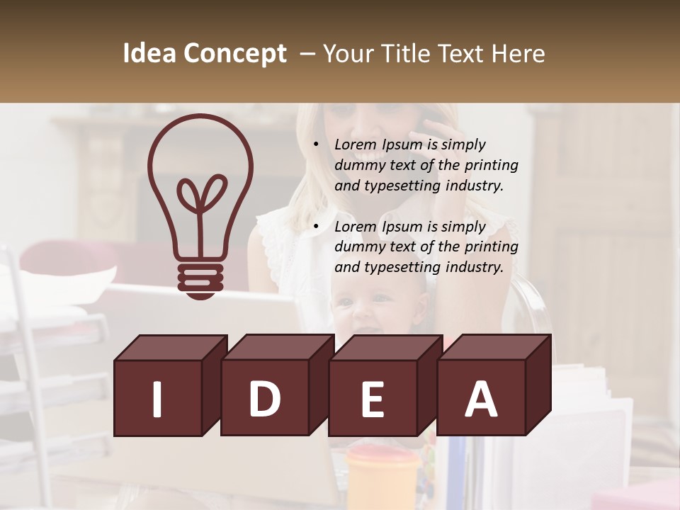 Mom With Baby At The Laptop PowerPoint Template