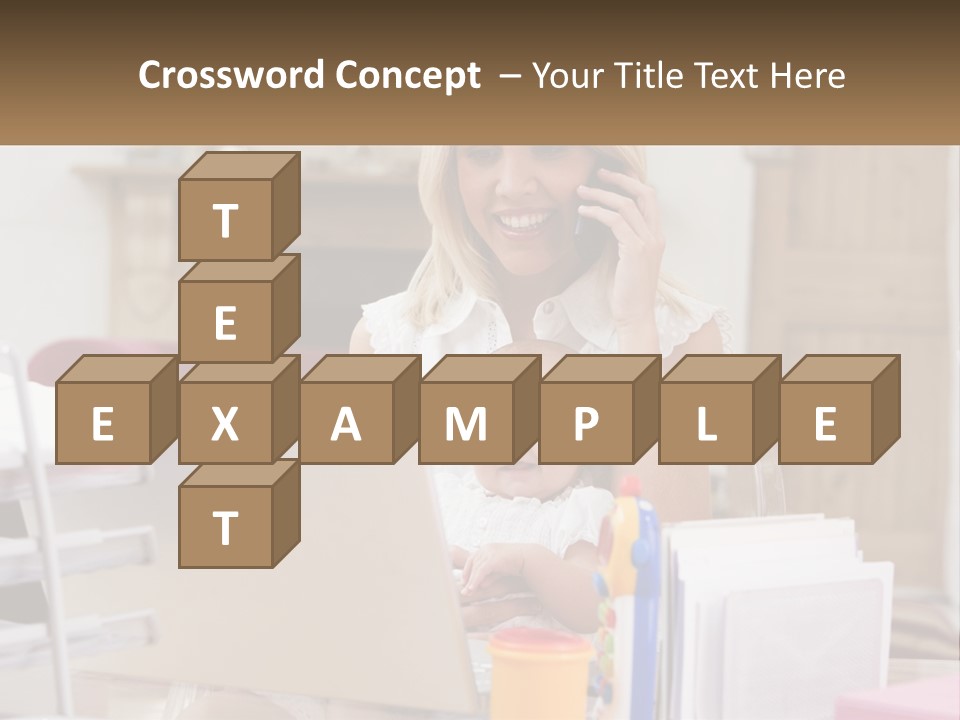 Mom With Baby At The Laptop PowerPoint Template