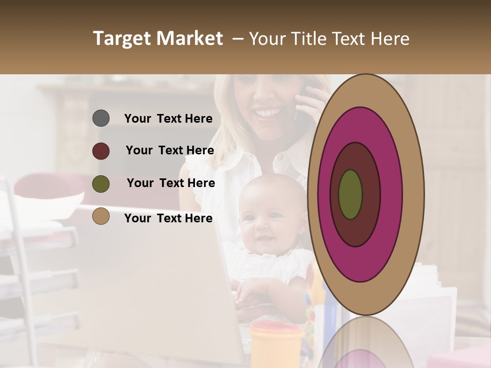 Mom With Baby At The Laptop PowerPoint Template