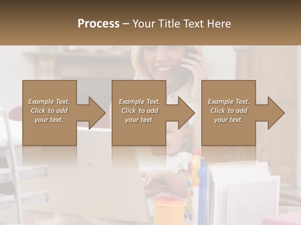 Mom With Baby At The Laptop PowerPoint Template