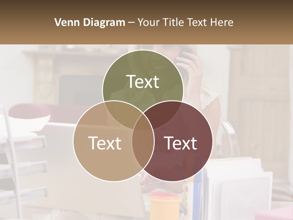 Mom With Baby At The Laptop PowerPoint Template