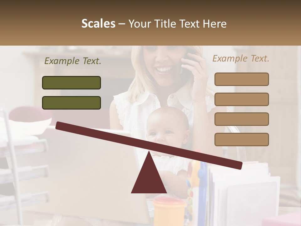 Mom With Baby At The Laptop PowerPoint Template