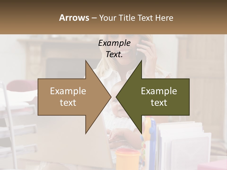 Mom With Baby At The Laptop PowerPoint Template