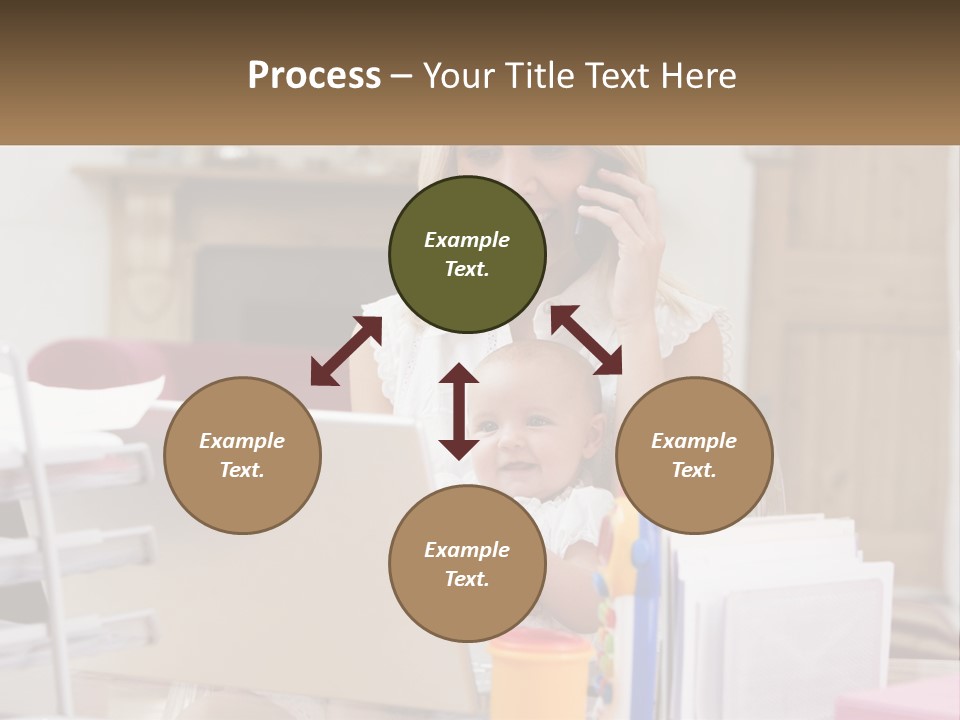 Mom With Baby At The Laptop PowerPoint Template