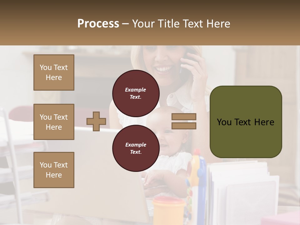 Mom With Baby At The Laptop PowerPoint Template