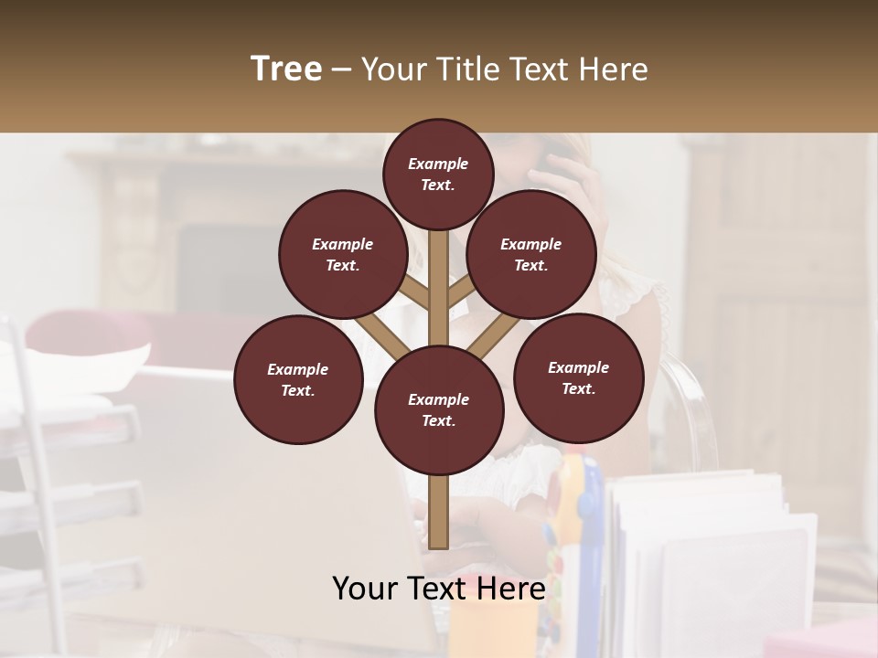 Mom With Baby At The Laptop PowerPoint Template