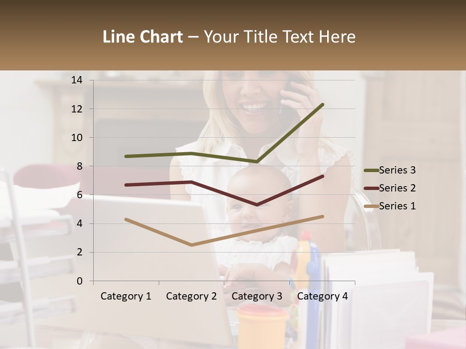 Mom With Baby At The Laptop PowerPoint Template