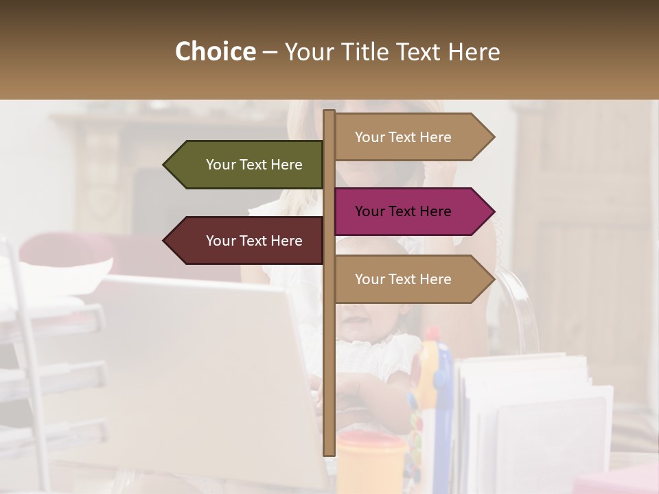 Mom With Baby At The Laptop PowerPoint Template