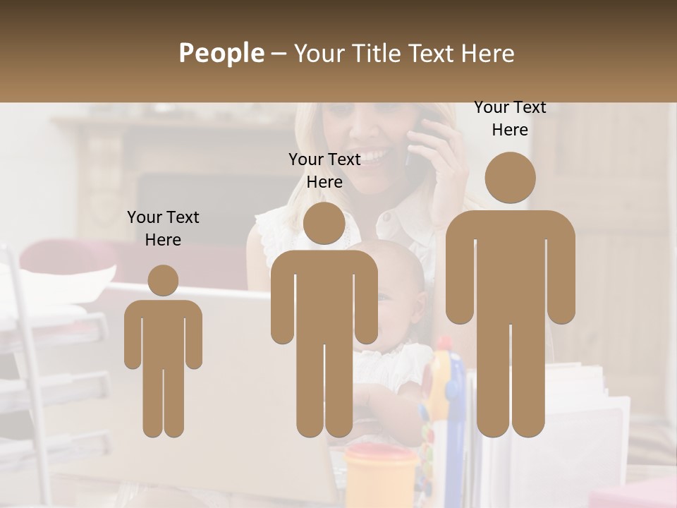 Mom With Baby At The Laptop PowerPoint Template