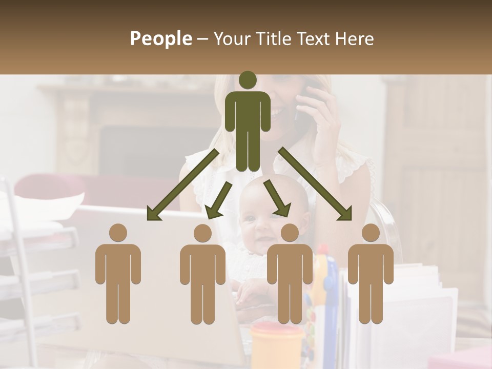 Mom With Baby At The Laptop PowerPoint Template