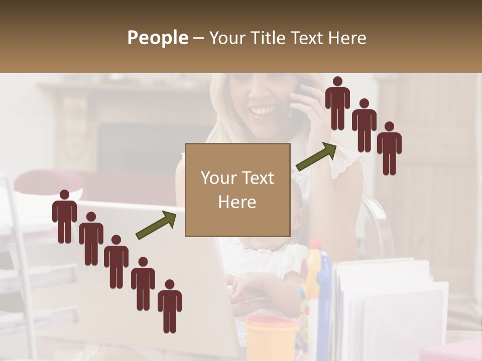 Mom With Baby At The Laptop PowerPoint Template