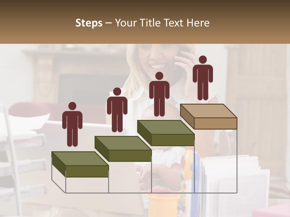 Mom With Baby At The Laptop PowerPoint Template