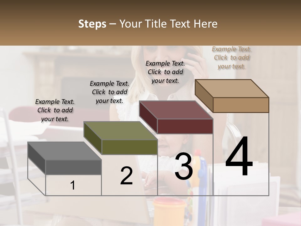 Mom With Baby At The Laptop PowerPoint Template