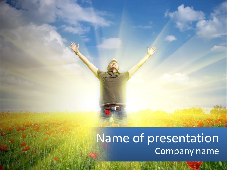 Man In A Flower Field PowerPoint Template