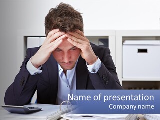 The Man Has A Headache From Work PowerPoint Template