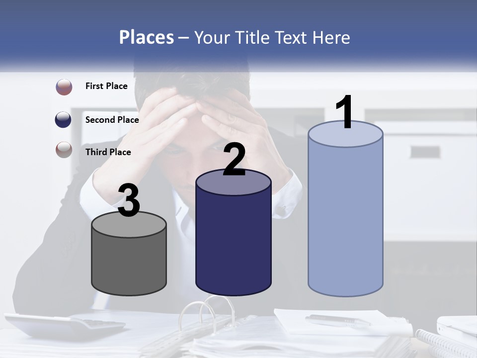 The Man Has A Headache From Work PowerPoint Template