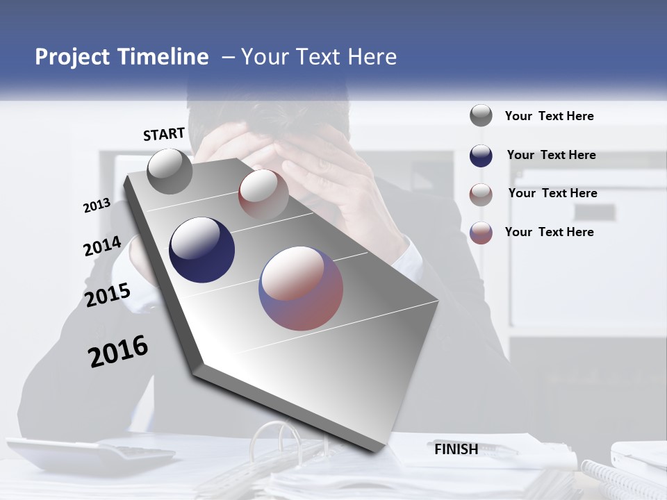 The Man Has A Headache From Work PowerPoint Template