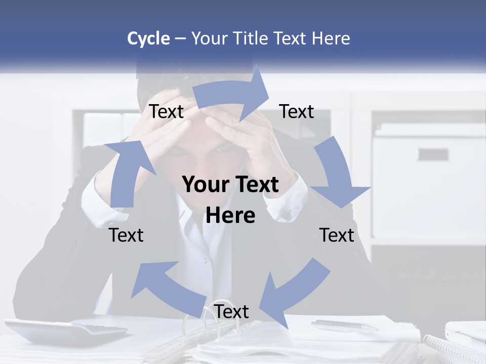The Man Has A Headache From Work PowerPoint Template
