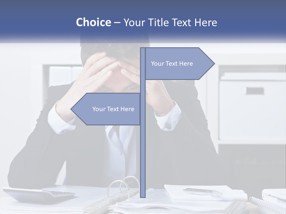 The Man Has A Headache From Work PowerPoint Template
