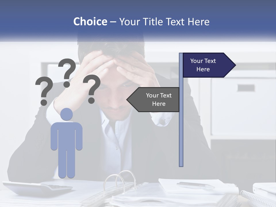 The Man Has A Headache From Work PowerPoint Template