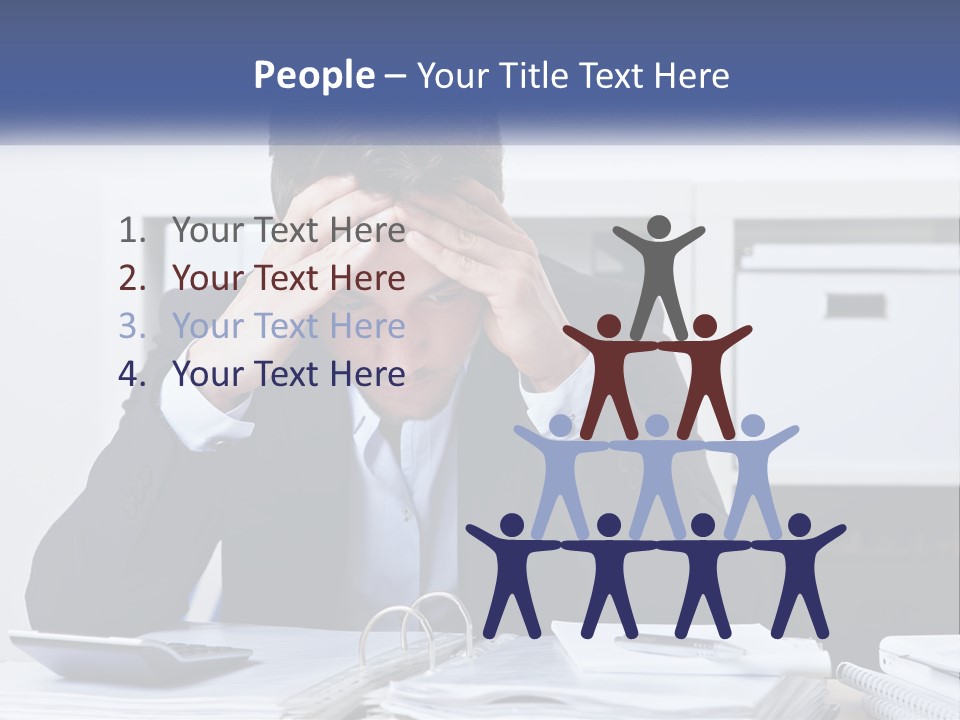 The Man Has A Headache From Work PowerPoint Template