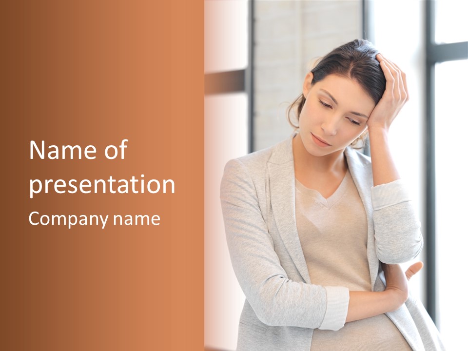 The Girl Is Holding Her Head PowerPoint Template