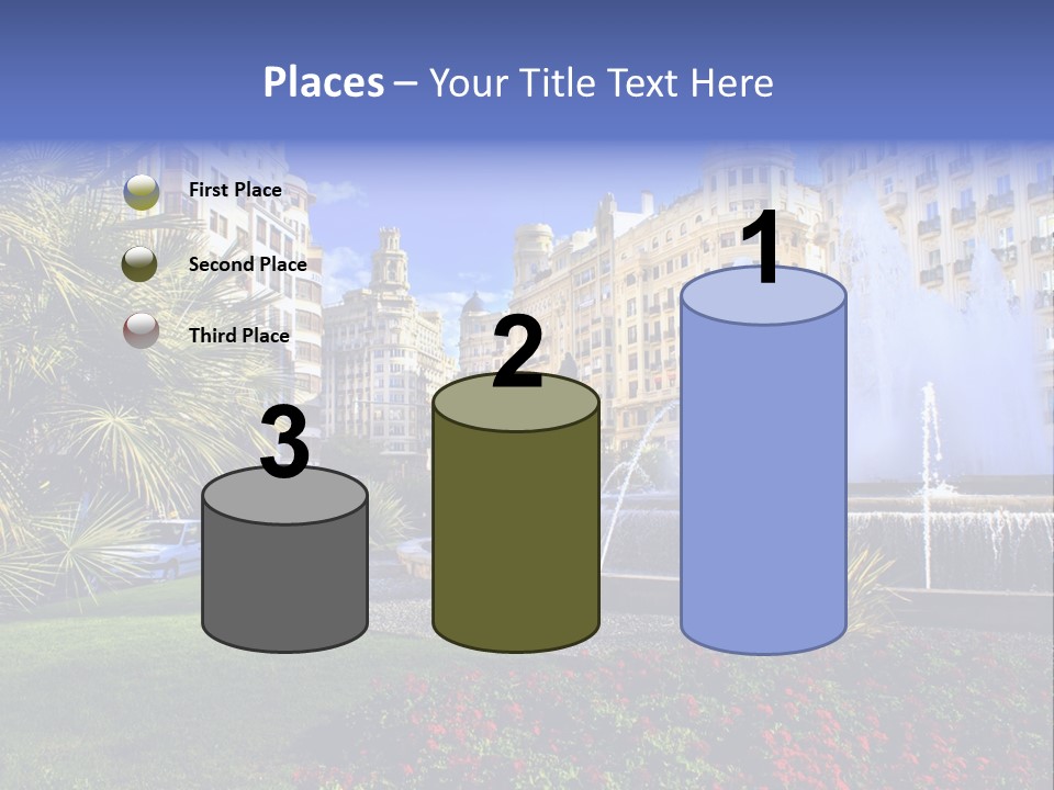 City Fountain In The City Center PowerPoint Template