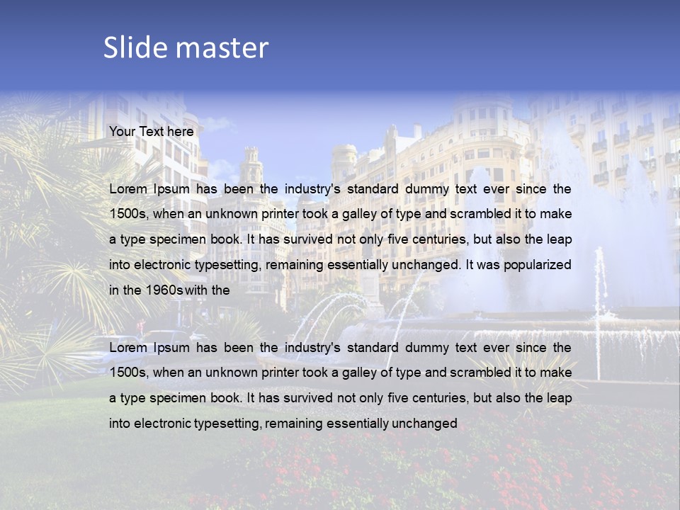 City Fountain In The City Center PowerPoint Template