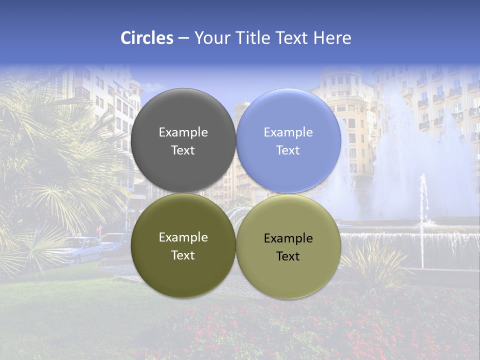 City Fountain In The City Center PowerPoint Template