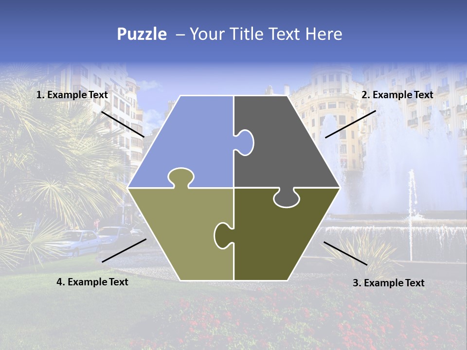 City Fountain In The City Center PowerPoint Template