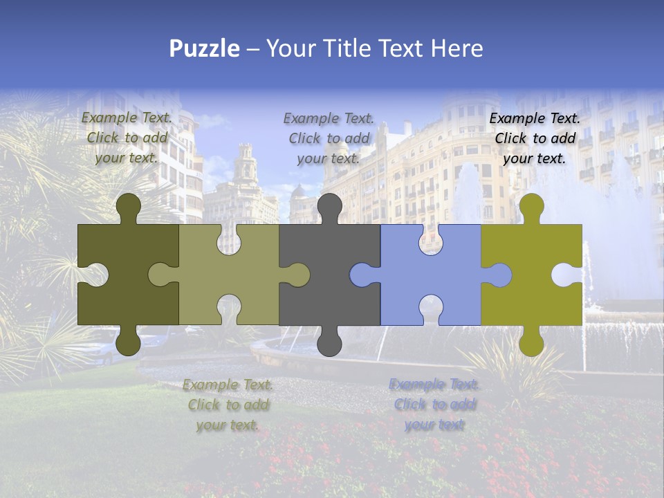 City Fountain In The City Center PowerPoint Template